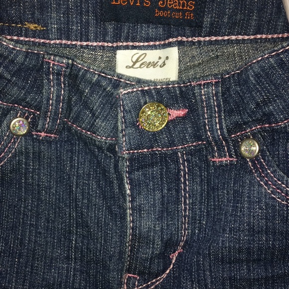 Girls Levi's Jeans w Pink Stitching & Crystals 4 - Picture 5 of 5